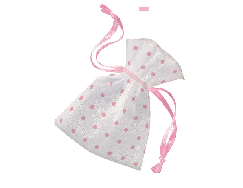 Pink Dots Baby Shower Organza Bags 6 Pack