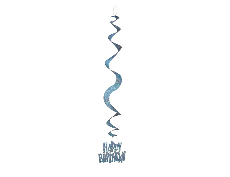 Glitz Blue 6 Prismatic Hanging Swirls 66cm - Happy Birthday