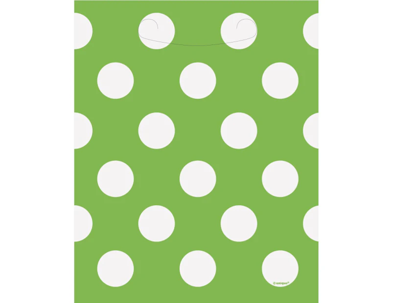 Dots 8 Loot Bags  - Lime Green