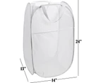 1 pack Mesh Popup Laundry Hamper - Portable, Durable Handles, Collapsible for Storage and Easy to Open - White