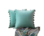 Set of 2 velvet cushion covers, tassel cushion covers, decorative sofa cushions, tassel decorative cushions -Knickentengrün