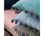 Set of 2 velvet cushion covers, tassel cushion covers, decorative sofa cushions, tassel decorative cushions -Knickentengrün
