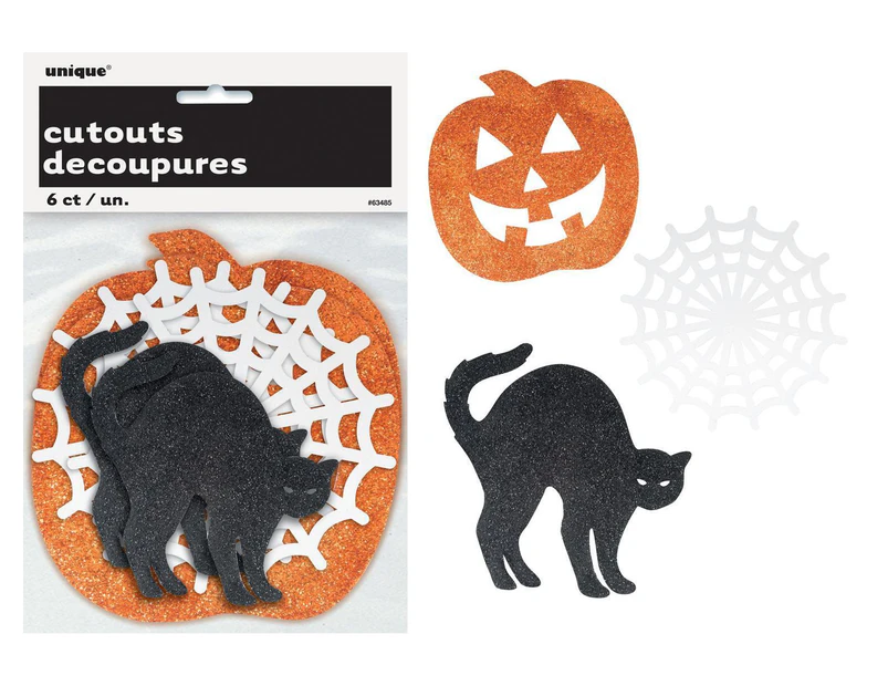 Halloween Mini Glitter Cutouts 6 Pack