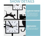Black Cat Wall Clock Simple Style Cute Kitten Wall Clock Creative Animal for Home Office Cafe Hotel Restaurant Quiet Decoration
