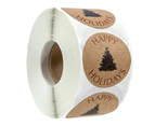 500PCS/Roll Simple Design "HAPPY HOLIDAYS" Letters Pine Print Label Stickers Craft