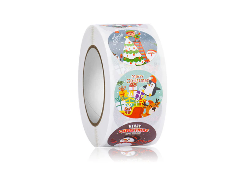 500 pcs/roll Merry Christmas Stickers Roll 1 inch Round christmas adhesive Label Sticker for Envelope sealing Gift Box decor sticker