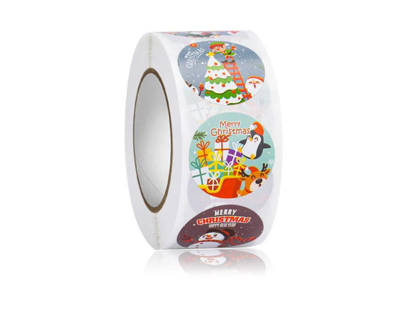 500pcs/roll Merry Christmas Stickers Roll Round Holiday Label Stickers Christmas Envelope Stickers for Cards, Presents, Bag,Gift Box