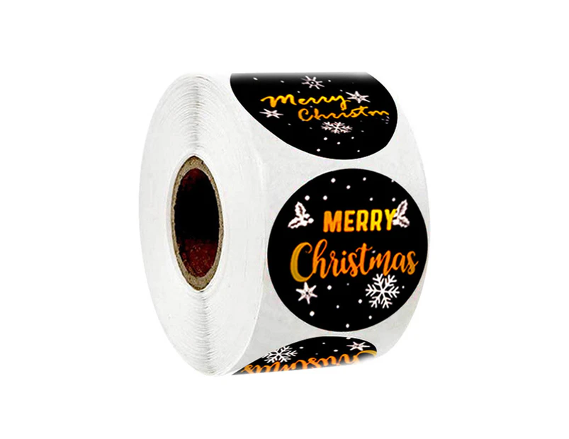 500Pcs/roll 1.5 Inch Merry Christmas Black Gold Stickers Envelope Seal Labels Party Decor Kids Gifts Packaged Stationery Stickers