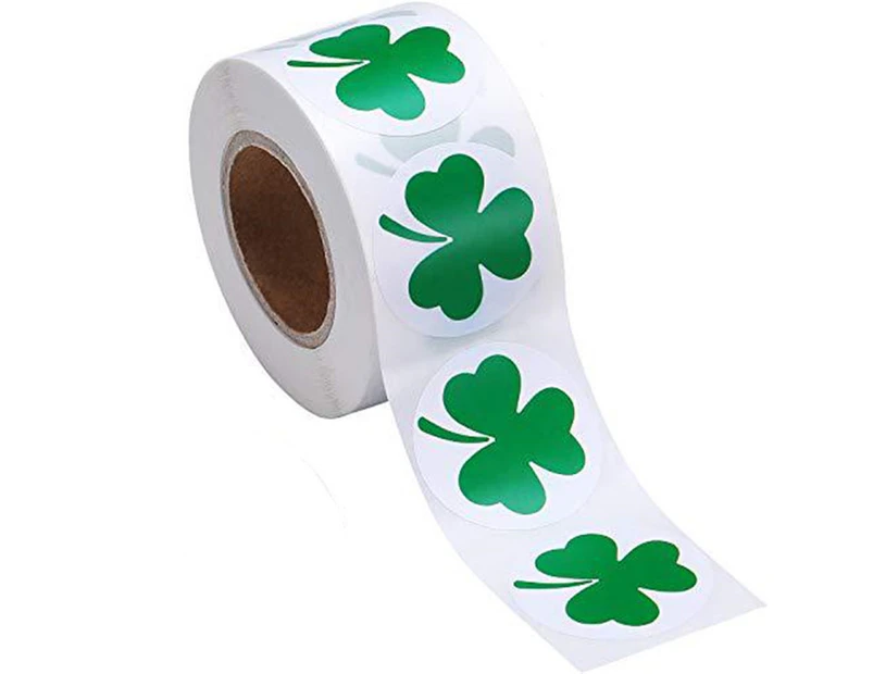 500pcs/roll Green Shamrock Stickers Patrick's Day Stickers 1Inch Shamrock Roll seal labels for kids party activity stationery sticker