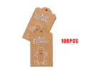 100 Pcs/pack Kraft Paper Merry Christmas Tags 1.2x 2 Inch With String Labels Card Snowman Christmas Tree For Christmas Gift Decor Tag