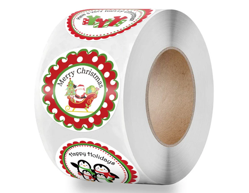 500Pcs/Roll Christmas Decoration Label Christmas Tree Sealing Sticker 8 Styles Cartoon Printed Sticker