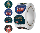500pcs/roll Merry Christmas Stickers Labels Roll Round Christmas Tags Adhesive Decorative Holiday Seals Sticker for Cards Gift Boxes