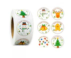 500pcs/roll Snowman Merry Christmas Stickers Adhesive Label Roll Stickers for Xmas Cards Presents, Bags, Boxes, Packages, Decoration
