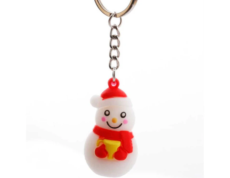 10PCS  New Creative PVC Silicone Christmas Key Ring Keychain Small Gift Bag Car Key Pendant snowman