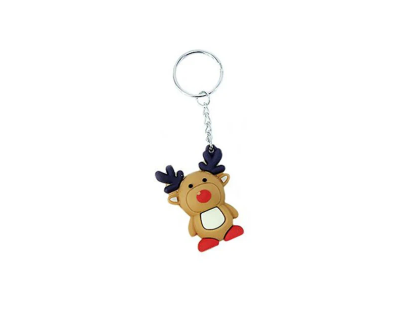 2Pcs New Creative PVC Silicone Christmas Key Ring Keychain Small Gift Bag Car Key Pendant elk