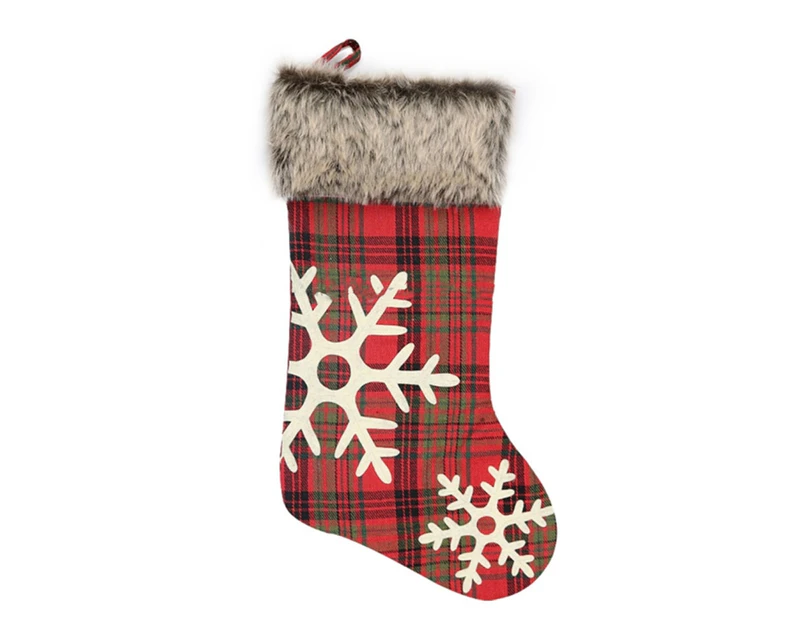 2 PCS  Christmas Snowflake Plush Sock Gift Bag Christmas Tree Pendant Decoration
