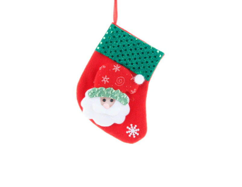 5 Pcs Christmas socks gift bag small Christmas socks pendant Christmas tree pendant candy bag