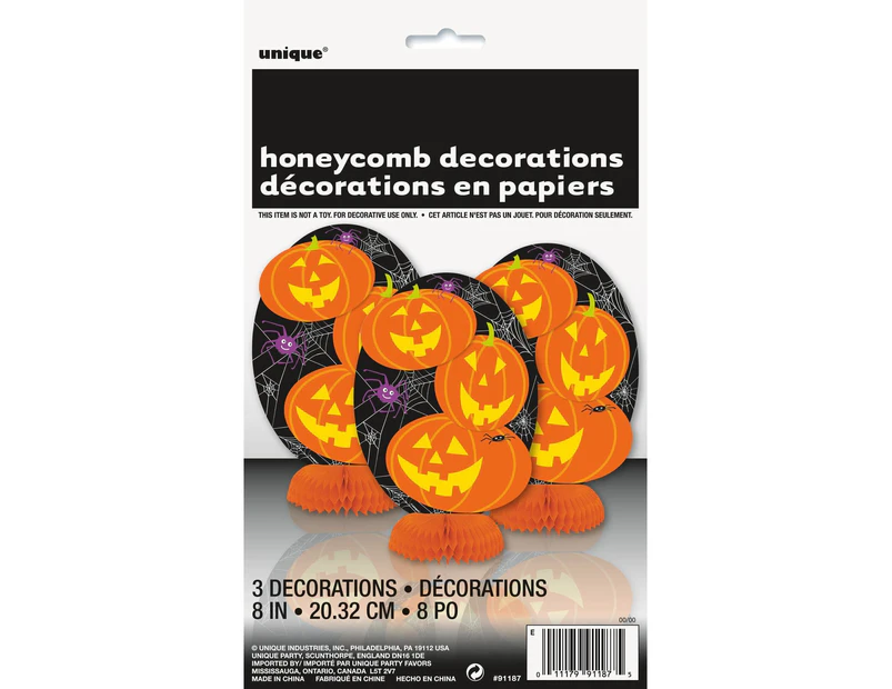 Pumpkin Honeycomb Decorations 3 Pack
