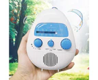 Bluebird Shower Radio Long Standby Shock Sound Waterproof Speaker Battery Powered Radio Small Mini Music AM FM Home Mounted Portable Radio-White