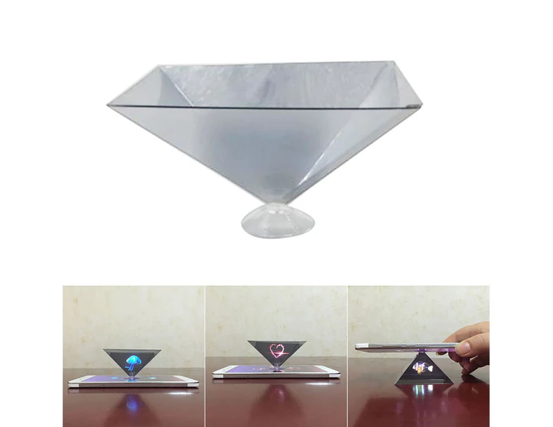 Bluebird Universal 3D Hologram Pyramid Display Projector Video Stand for Mobile Phone-Silver