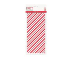 Red Stripes Snowman Printed Cello Bags 28cm X 13cm 20 Pack