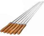 Bbq Sign,6 Pieces Of Thin Flat Sticks And Round Sticksset Of 6 Stainless Steel Flat Skewers With Wooden Handle Bbq Grill 42Cm