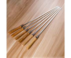 Bbq Sign,6 Pieces Of Thin Flat Sticks And Round Sticksset Of 6 Stainless Steel Flat Skewers With Wooden Handle Bbq Grill 42Cm