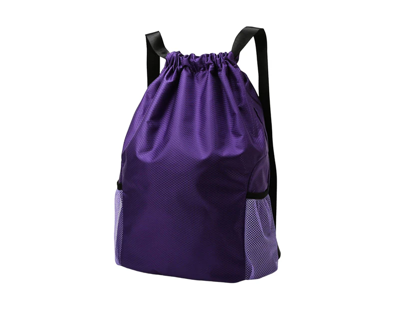 Outdoor Backpack Drawstring Closure Packable High Capacity Strong Load Bearing Tear-resistant Large Store Space Splash Proof Bundle Rop-Purple