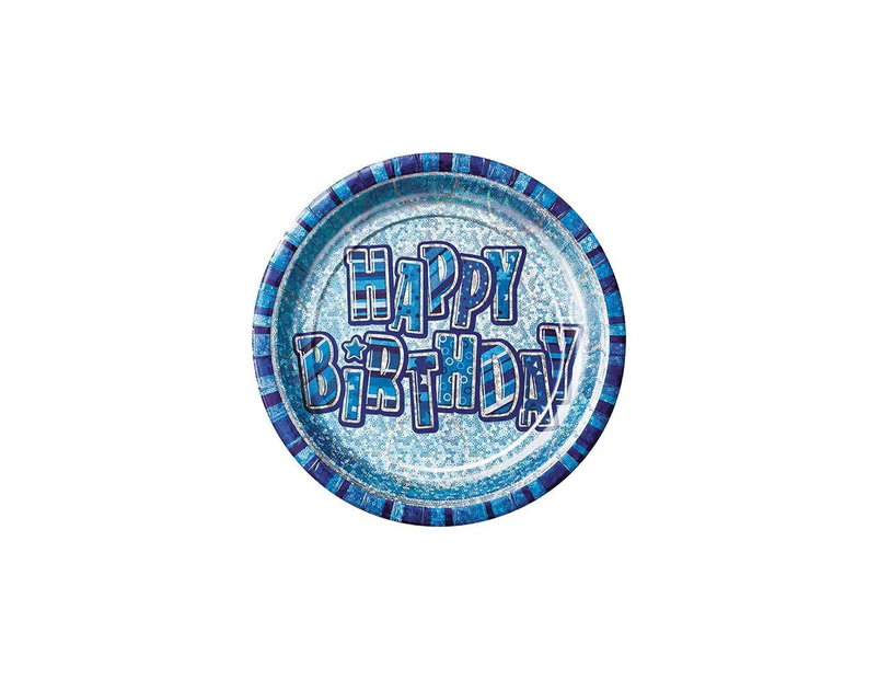 Glitz Blue Happy Birthday 6 x 23cm (9) Paper Plates