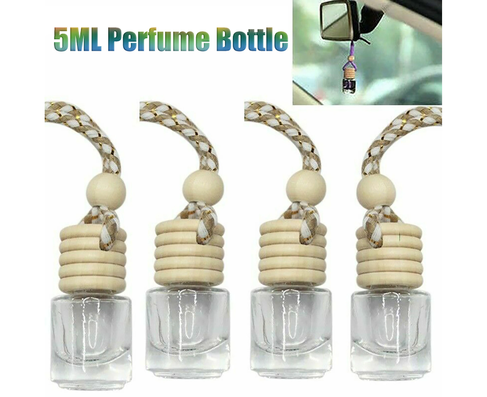 5ml Empty Perfume Diffuser Refillable Automobile Ornament Clear Car Perfume Empty Bottle Hanging Glass Pendant for Van