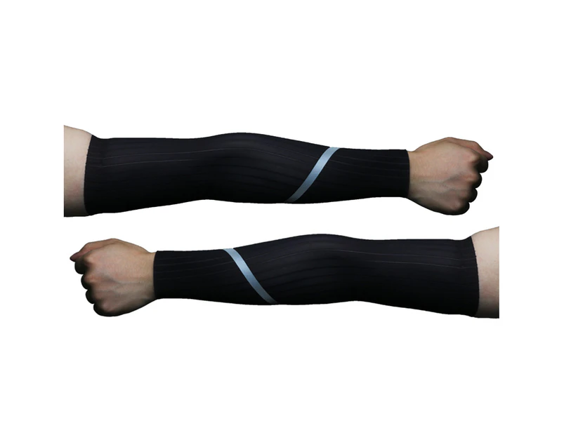 1 Pair Unisex Cycling Arm Sleeves High Elasticity Relieve Muscle Fatigue Lightweight Arm Protection Sleeves for Riding - Black
