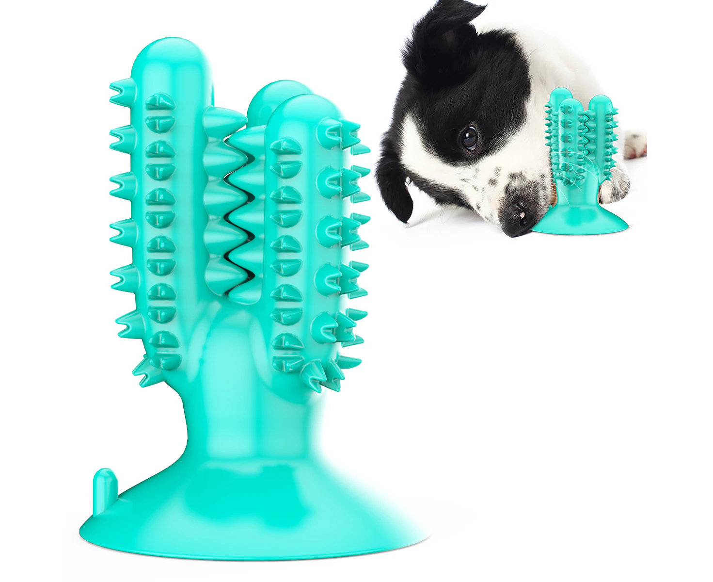 Empawrium Dog Toothbrush Interactive Tpr Chew Toy With Suction Cup Cactus