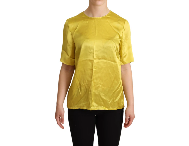 Dolce & Gabbana Yellow Silk Short Sleeve Blouse T shirt