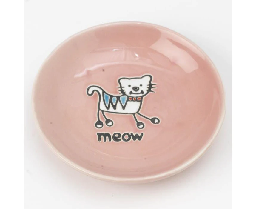 Petrageous Silly Kitty Ceramic Pet Saucer Pink 12cm