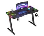 Gaming Desk RGB LED Light & Gaming Chair Tilt 135°with Footrest Black