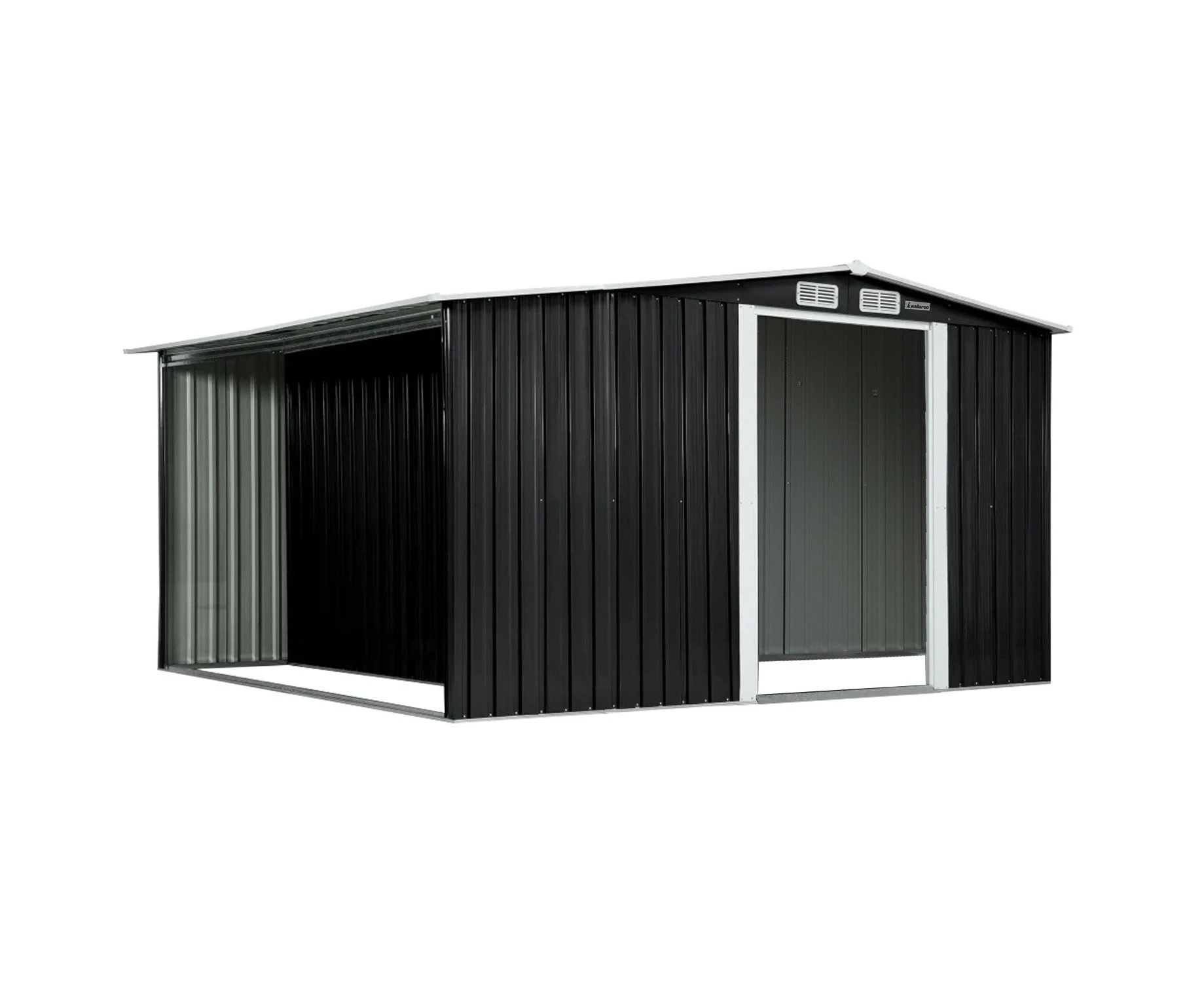 Wallaroo Garden Shed with Semi-Closed Storage 10*8FT - Black