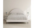 Boucle Fabric Arch Upholstered Bed Frame in King, Queen and Double Size (Ivory White)