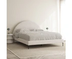 Boucle Fabric Arch Upholstered Bed Frame in King, Queen and Double Size (Ivory White)