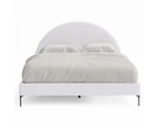 Boucle Fabric Arch Upholstered Bed Frame in King, Queen and Double Size (Ivory White)