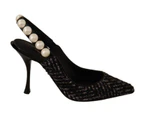 Dolce & Gabbana Black Gray Pearl Slingbacks Women Pumps Shoes