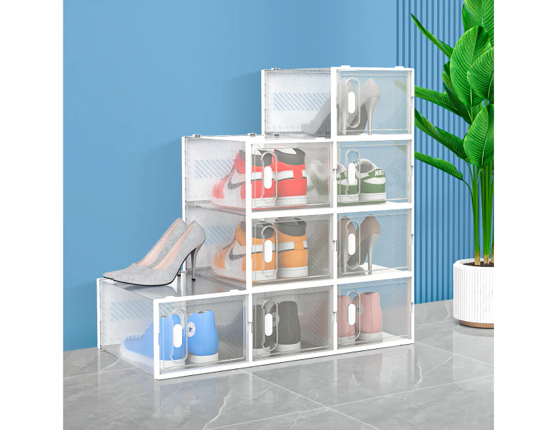 8PCS Large Plastic Shoe Boxes Aromatic Stackable Shoe Storage Sneaker Display Box Organiser