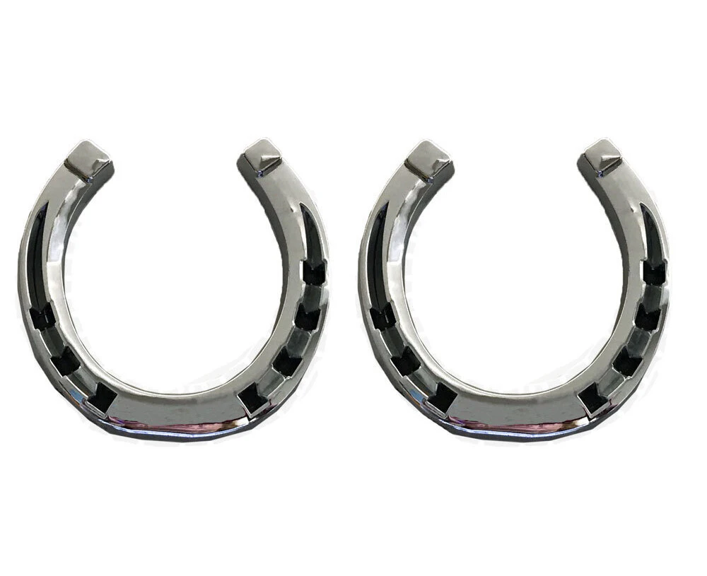 Horseshoe Chrome Emblems Auto Car Chrome Plated Adhesive Horse Pet PAIR 2