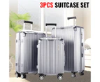 3pc Luggage Suitcase Trolley Set TSA Travel Carry On Bag Hard Case Lightweight I - Silver