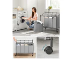 SONGMICS Laundry Basket with 4 Removable Laundry Bin on Wheels Gray