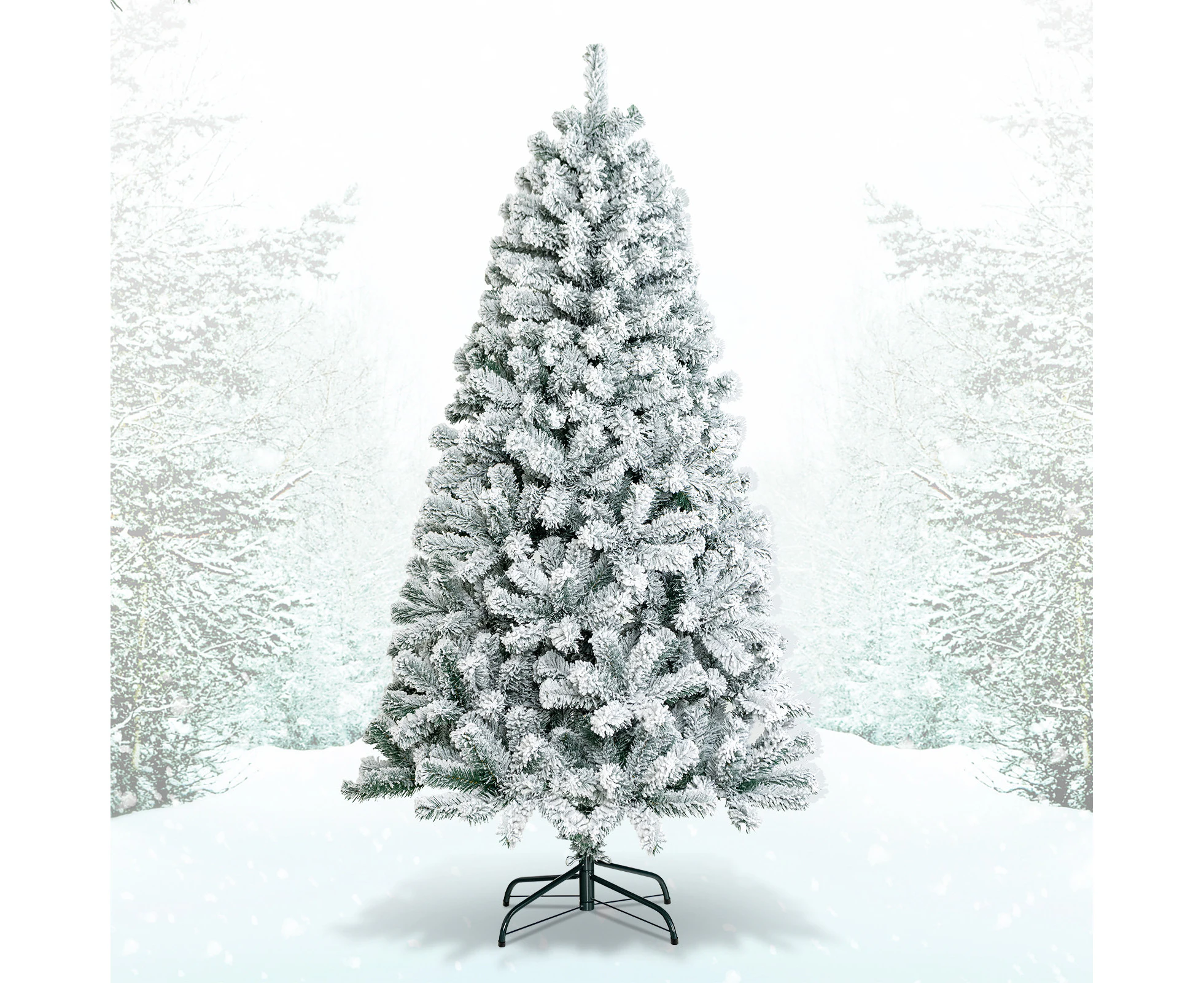 Giantex 1.8M Christmas Tree 600 Snowy Tips Hinged PVC Pine Tree XmasTree Indoor Outdoor