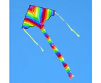 Rainbow Long Tail Triangle Flying Kite with 50m Handle Line Children Kids Toy-