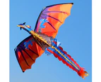 Outdoor Colorful 3D Dragon Flying Kite with 100m Tail Line Children Kids Toys-
