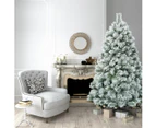 Costway 1.8M/6FT Christmas Tree Hinged Xmas Tree Snowy Pine Needles Mixed PVC, Home Decor Gift Green