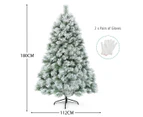 Costway 1.8M/6FT Christmas Tree Hinged Xmas Tree Snowy Pine Needles Mixed PVC, Home Decor Gift Green