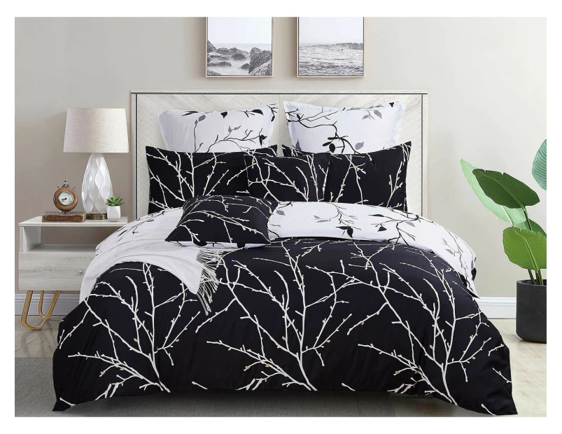 Fabric Fantastic TREE Reversible Duvet/Doona/Quilt Cover Set Queen/King/Super Size Black M411